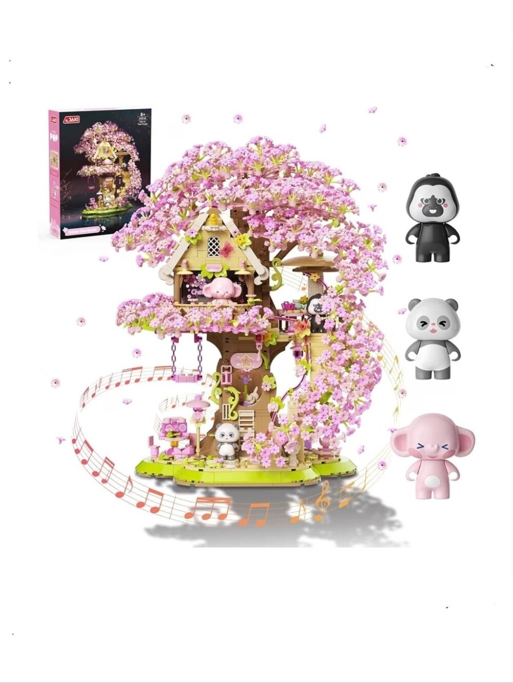 NIB Micro Blocks Cherry Blossom Treehouse Building Kit LED Music Box (like Lego)